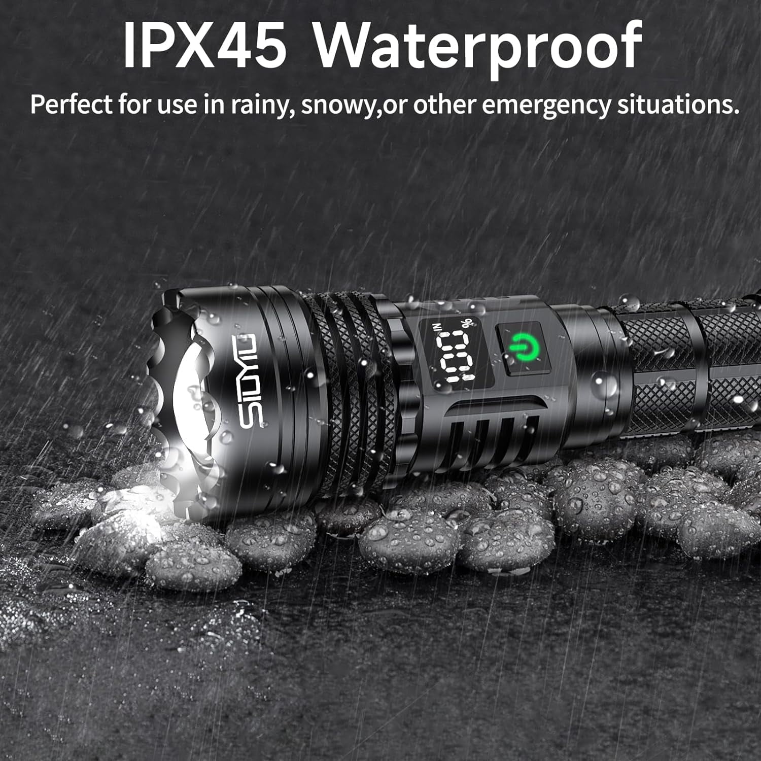Genwiss Rechargeable Waterproof Flashlight 1500 Lumens for Travel, Camping, Emergency