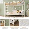 thumbnail image 3 of Ourlova Twin Over Twin Metal Bunk Bed with Ladder and Guardrails- Heavy Duty- 400 Lbs Capacity- No Box Spring Needed- Easy Assembly- Beige - Safe and Practical Design, 3 of 7