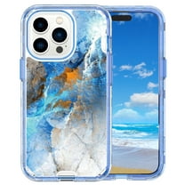 Casetego for iPhone 14 Pro Max Case,Shiny Bling Marble Full Body Protective Support Wireless Charing Bumper Rugged Anti-Scratch Hybrid Rubber Case Cover,Blue
