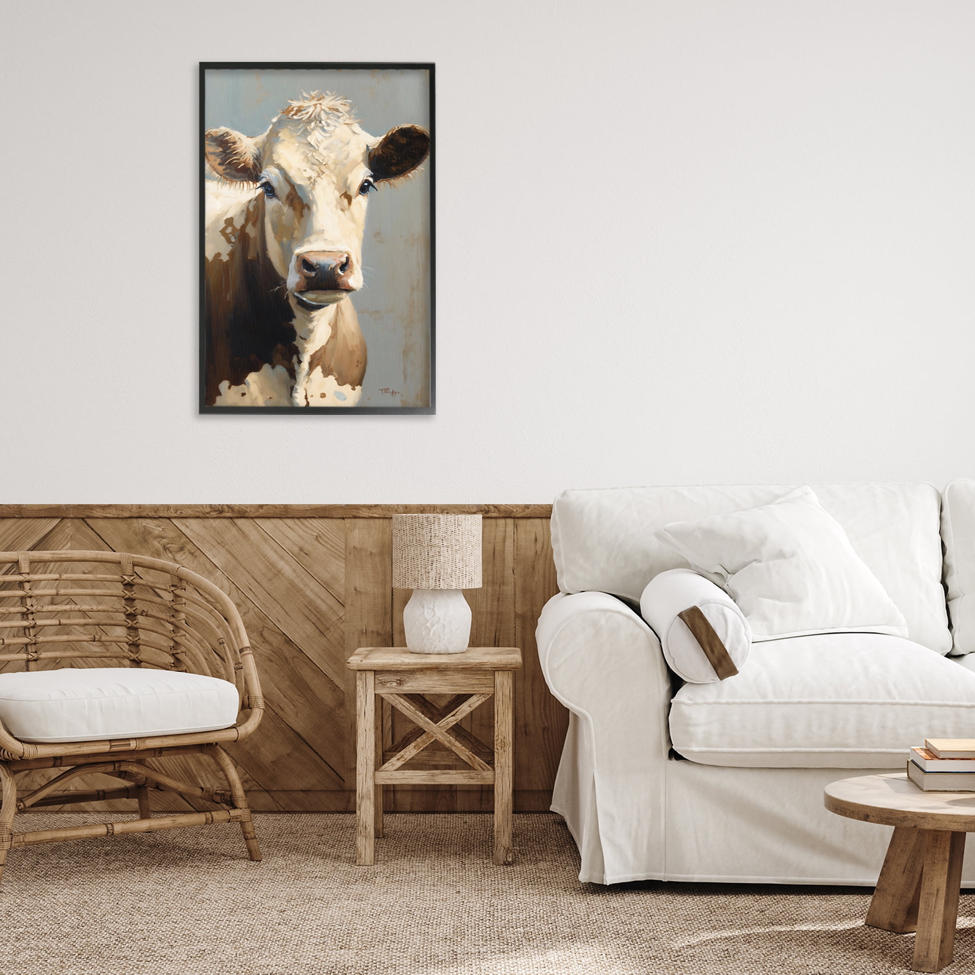 Stupell Industries Farmhouse Cow with Gentle Gaze Black Framed Giclee Art, design by Creative Studio