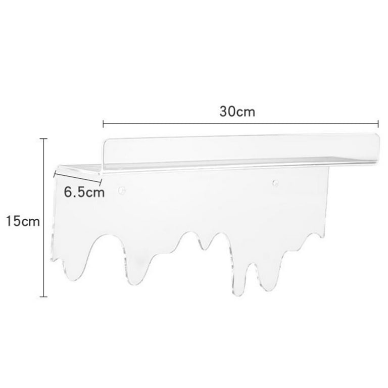 12 inch Invisible Acrylic Floating Wall Ledge Shelf, Wall Mounted Nursery Kids Bookshelf, Invisible Spice Rack, Clear Bathroom Storage Shelves Flowing