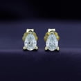 thumbnail image 2 of 18k Yellow Gold Plated Sterling Silver Post Solitaire Stud Earrings | 4X6MM Pear Moissanite Diamond Stud Earrings for Women | Jewelry Gifts For Her Push Back Earrings (0.70 Ctw), 2 of 6