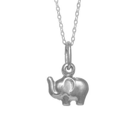 - Sterling Silver Elephant Charm Good Luck Pendant Necklace - 18