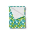 thumbnail image 2 of Geometric Soft Flannel Fleece Throw Blanket, Intertwined Deformed Circles on Plain Background Art Print, Cozy Plush for Indoor and Outdoor Use, 50" x 60", White Lime Green and Seafoam, by Ambesonne, 2 of 5