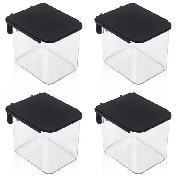 4 Pcs Pegboard Accessories with Lid, 3.9 X 3.2 X 3.2 Inch Pegboard Bins with Hooks, Clear Plastic Pegboard Containers
