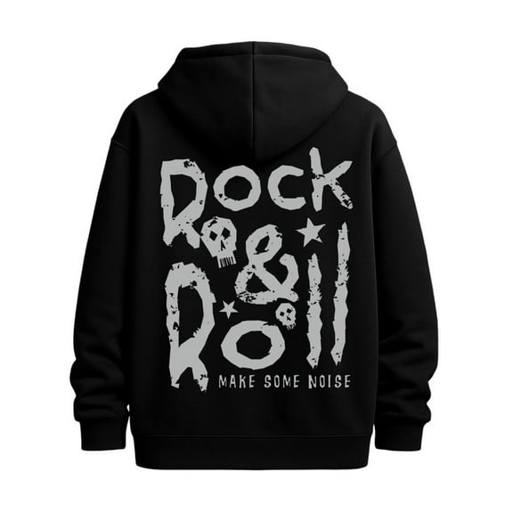 Rock & Roll funny hoodies music mens graphic hoodies black Casual Solid Basic Hooded Sweatshirt Streetwear For Winter Fall, As Gifts streetwear vintage