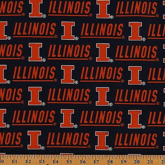 CottonBlend Twill University of Illinois Fighting Illini Twill Fabric Print by the Yard (ILL-250)
