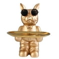 thumbnail image 3 of Dog Sculpture Dog Statue Sundries Storage Animal Figurine Desk Organizer for Tabletop Living Room Decoration Golden, 3 of 7