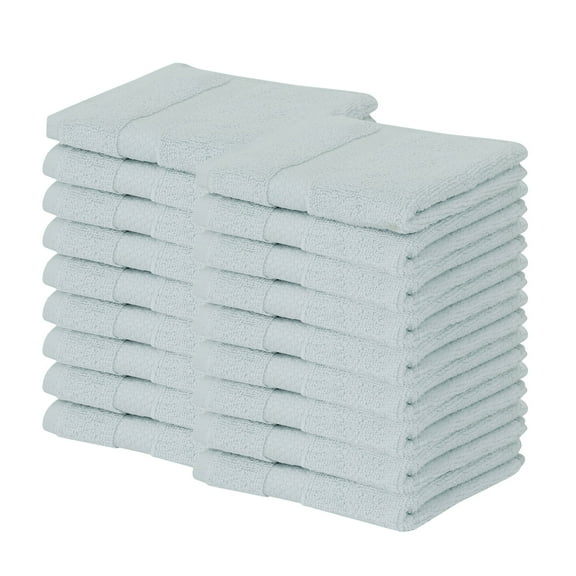 Better Trends Washcloths For Body And Face, 100% Cotton, Soft, Absorbent, Zero Twist Cotton Baby Wash Cloth, Shower, Travel, Blue Small Towel, 12"X12", 18 Pack
