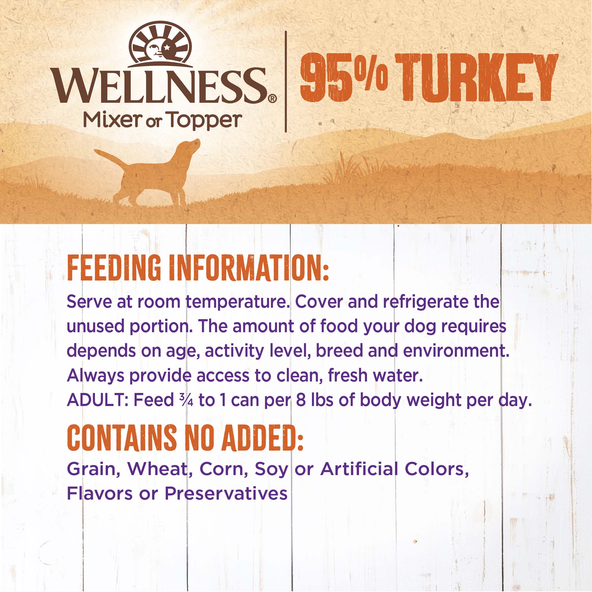Wellness 95% Turkey Natural Wet Grain Free Canned Dog Food, 13.2-Ounce Can (Pack of 12) - image 6 of 8