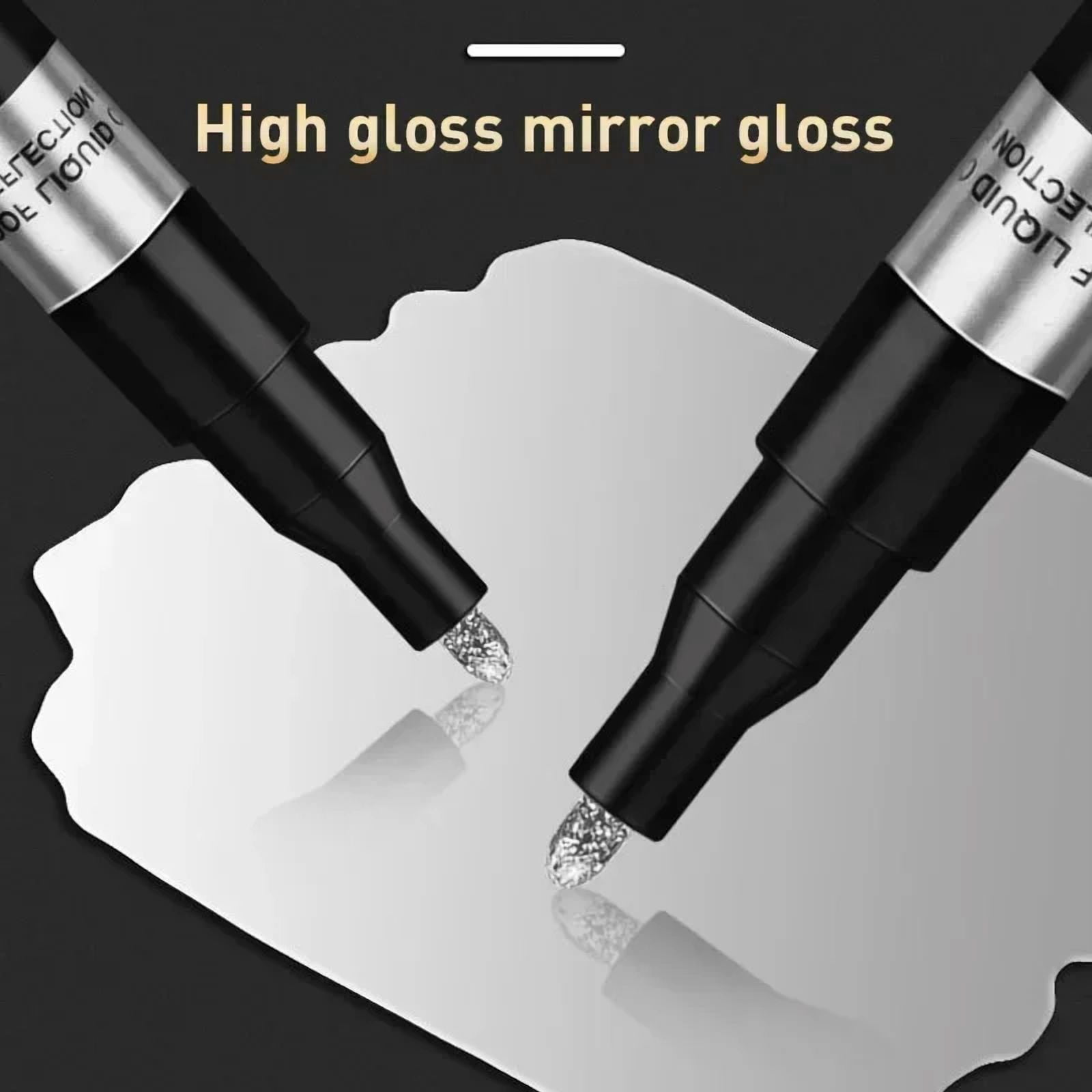 1/2/3/4Pcs Chrome Mirror Marker Pen, 0.7mm 1mm 2mm DIY Reflective Paint Pen, Permanent Gold Silver Copper Marker Model Painting