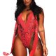 thumbnail image 1 of Gibobby Ropa de dormir para mujer con encaje Día de San Valentín Lencería mujer Sexy Body encaje Deep V Teddy(Rojo,CH), 1 of 5