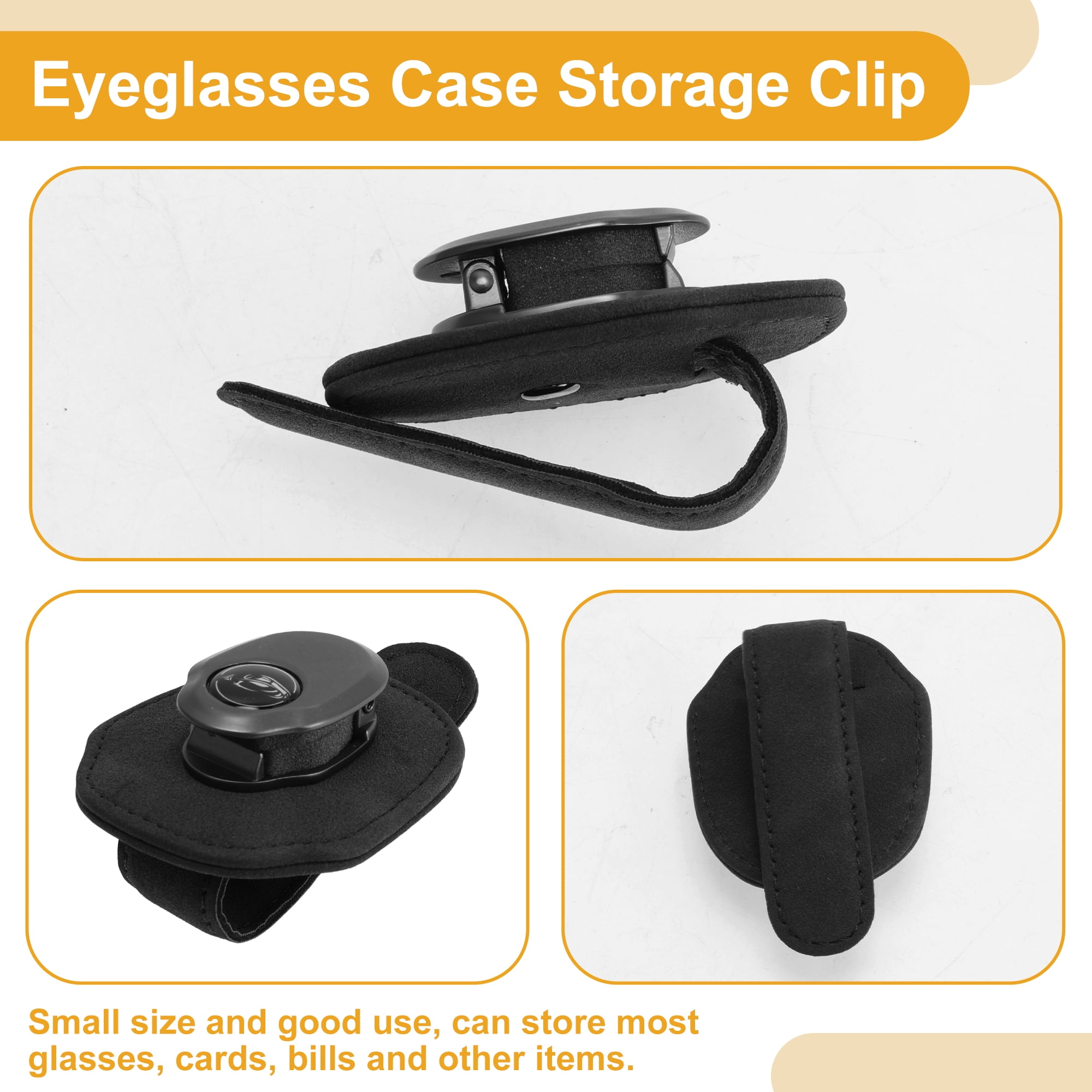 Unique Bargains Car Sunglasses Clip Universal Sun Visor Holder for Car Suede Metal Black