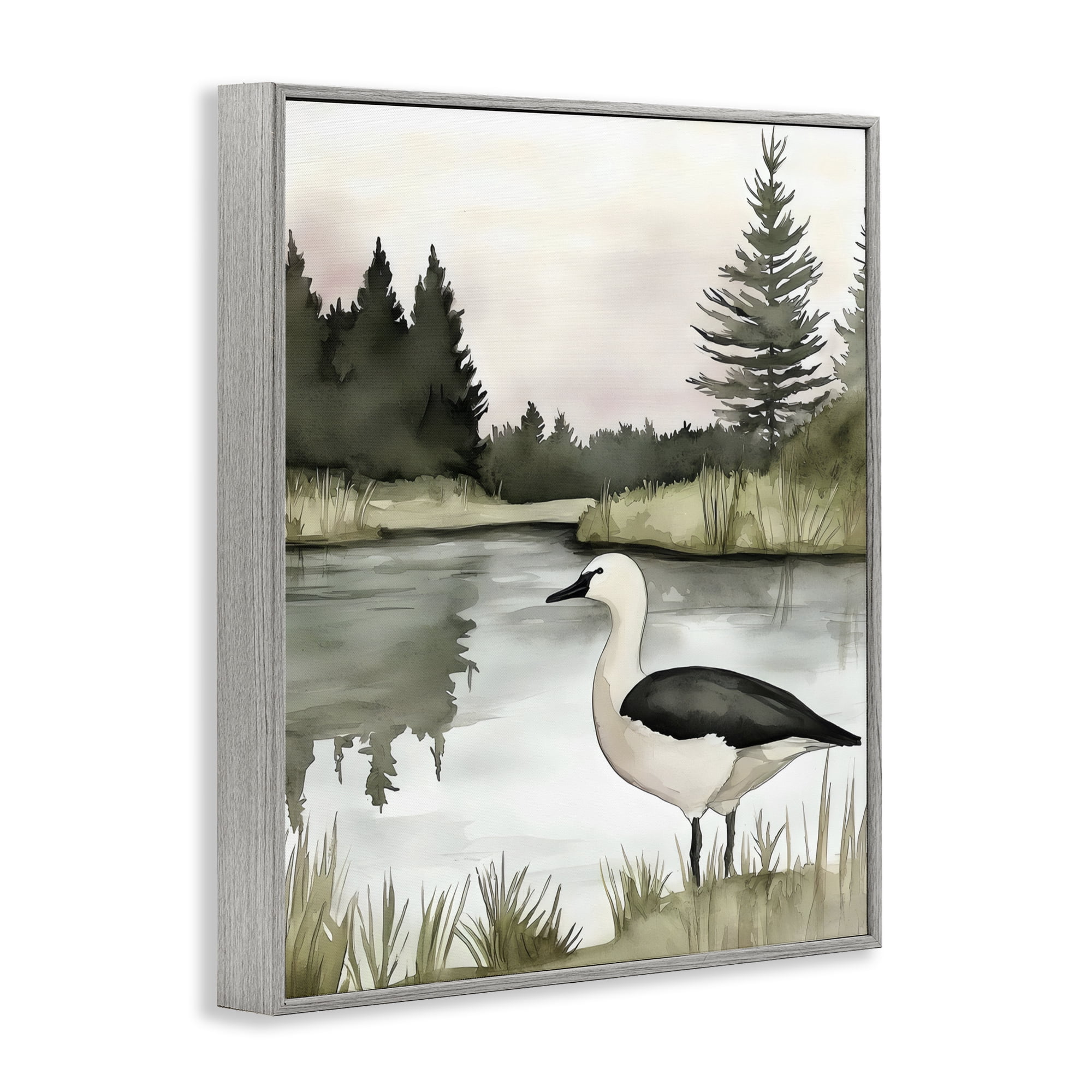 Stupell Industries Springtime Serenity Duck Gray Framed Giclee Art, design by Riley B