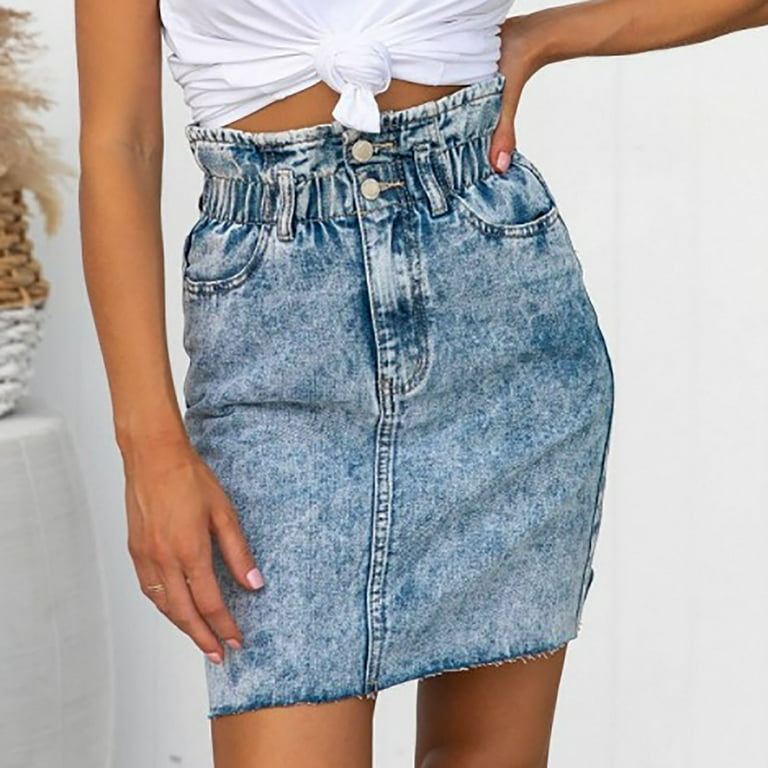 Women s High Waisted Jean Skirt Slim Fit Denim Pencil Mini Skirt