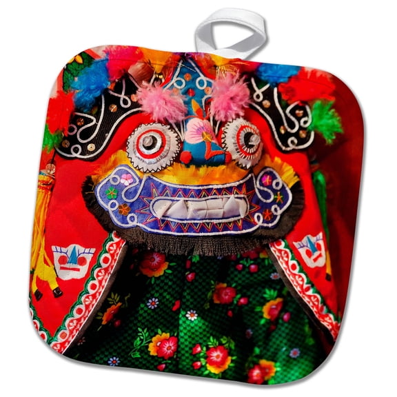 3dRose, Chinese Colorful Souvenir Puppet Dragon, Beijing, China, 8x8 Potholder
