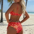 thumbnail image 3 of Levmjia Women's Floral Printed Bikini Set No Steel Support Padded Bra Triangle Bottoms Pants Split Swimwear Swimming Beach Vacation, 3 of 9