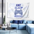 thumbnail image 5 of DouZhe Blue Cartoon Eat Sleep Game Controller Tapestry Modern Wall Hanging Tapestries Dorm Room Home Decor, 60" x 40", 5 of 7