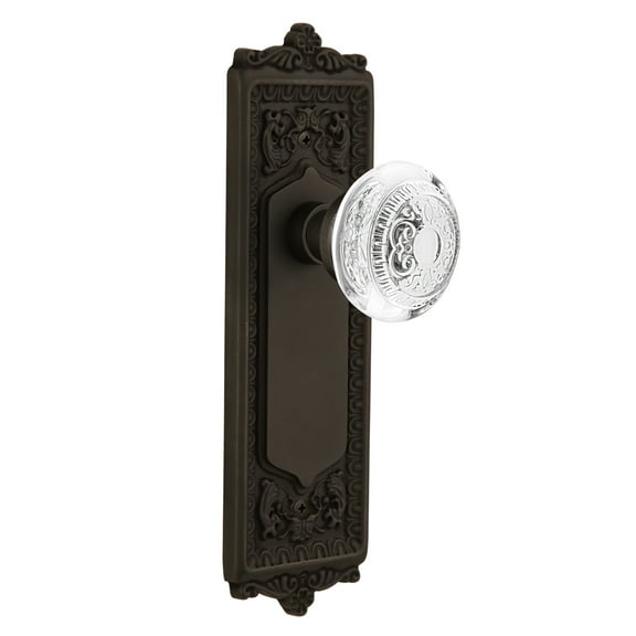 Nostalgic Warehouse Eadced_Dd_Nk Vintage Crystal Egg And Dart Dummy Door Knob Set - Bronze