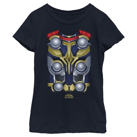 Girl s Marvel: Thor: Love and Thunder Costume Thor Suit Graphic Tee Navy Blue X Small