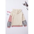 thumbnail image 2 of ABPHQTO Sudadera con capucha de punto gofrado con patchwork de bloques de colores de leopardo para mujer, 2 of 5
