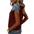 thumbnail image 5 of BUIGTTKLOP Summer Tops for Women Denim Patchwork Short Sleeve Shirts Crewneck T Shirts Trendy Clothes 2026, 5 of 6