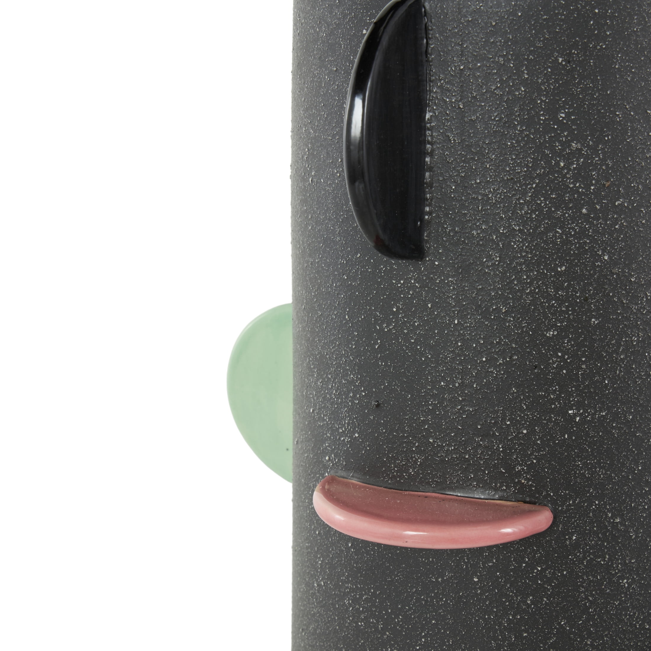 DecMode 16" Textured Black Ceramic Vase with Multicolor Half-Moon Accents