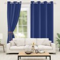thumbnail image 5 of Nanqianyi Solid Color Blackout Curtains 63 Inches Long, Blue Curtains 2 Panels Set, Thermal Insulated Grommet Drapes for Living Room Bedroom (W52 x L63 Inch, Blue), 5 of 10