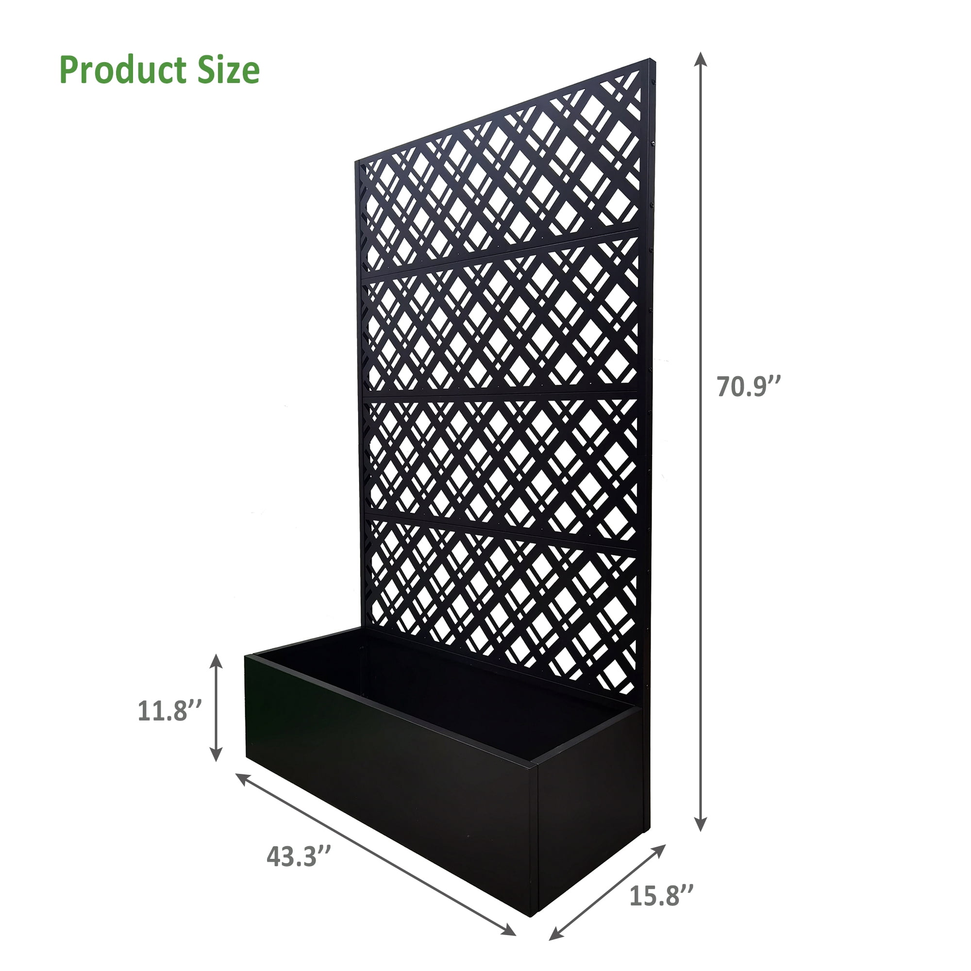 Mintazer 70.9" H Metal Planter with Trellis, Outdoor Privacy Planter Box with Drainage Holes for Climbing Plants, Black