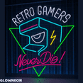 thumbnail image 2 of Glowneon Retro Gamers Never Die Neon Sign, Arcade Game Room Led Sign, 2 of 5