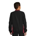 thumbnail image 2 of Sport-Tek Youth Tipped V Neck Raglan Wind Shirt-M (Black/True Red), 2 of 6