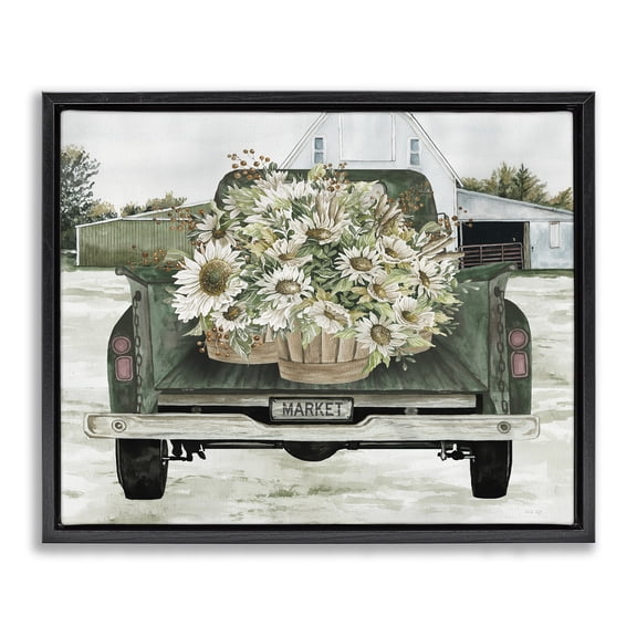Stupell Industries Country Flower Delivery Baskets Black Framed Floater Canvas Wall Art, design by Cindy Jacobs