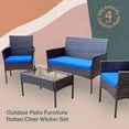 thumbnail image 2 of Alvino Outdoor Patio Furniture Set 4-Piece Rattan Chair Wicker Set (Dark Blue), 2 of 3