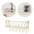 thumbnail image 3 of CNKOO Metal Mail Holder and Key Rack - Wall Mounted Letter Organizer Sorter and 6 Key Hooks - Golden, 3 of 6