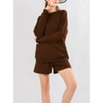 thumbnail image 3 of Mialoley Ensemble Automne 2 Pcs Mode Manches Longues Col Rond Chandail en Molleton + Shorts Tenue de Détente, 3 of 6