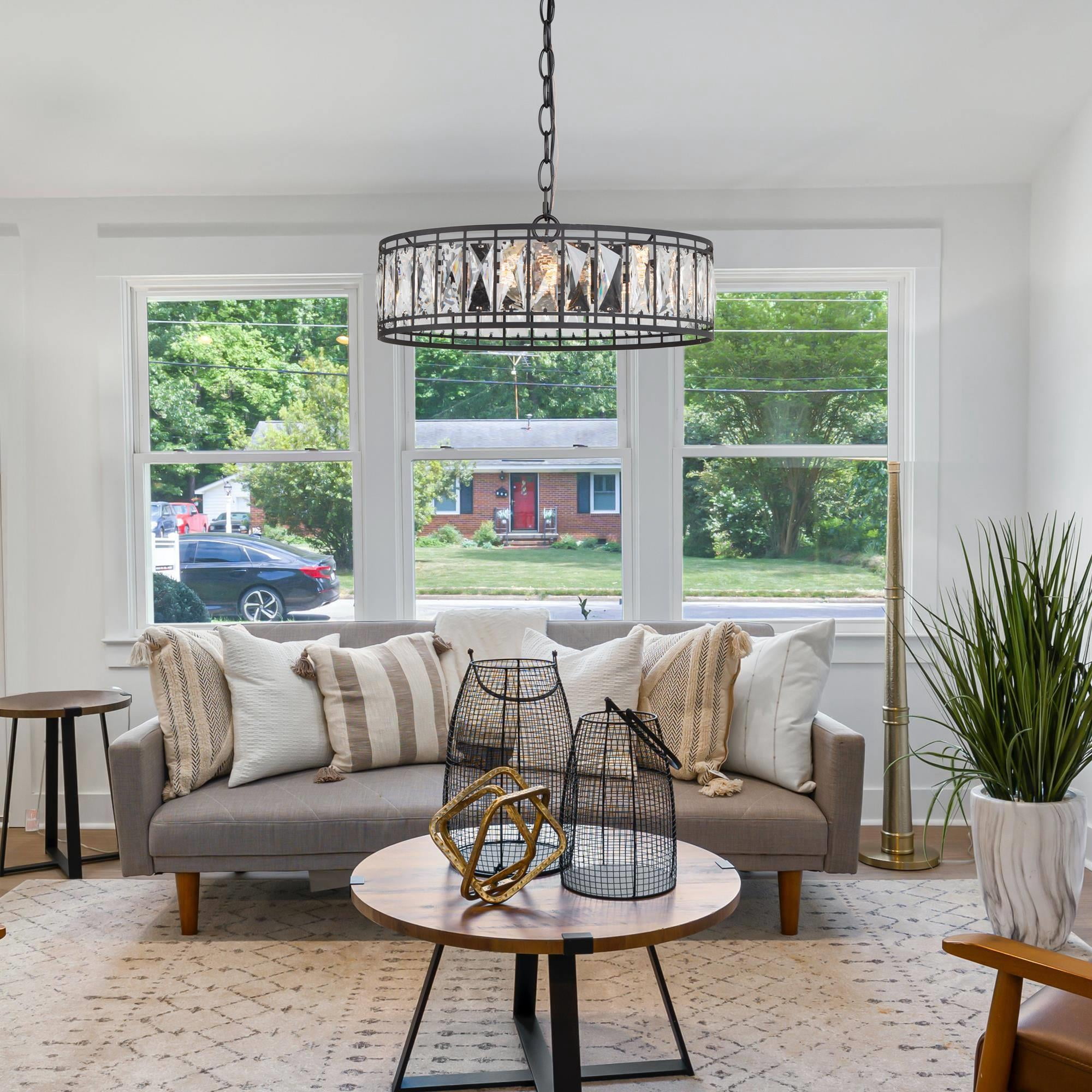 LNC Ballet 3-Light Modern Crystal Round Chandelier for Living or Dining Room