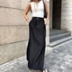 thumbnail image 5 of Gibobby faldas largas de mujer elegantes Elegante falda larga dividida de seda de cintura alta para mujer(Negro, L), 5 of 5