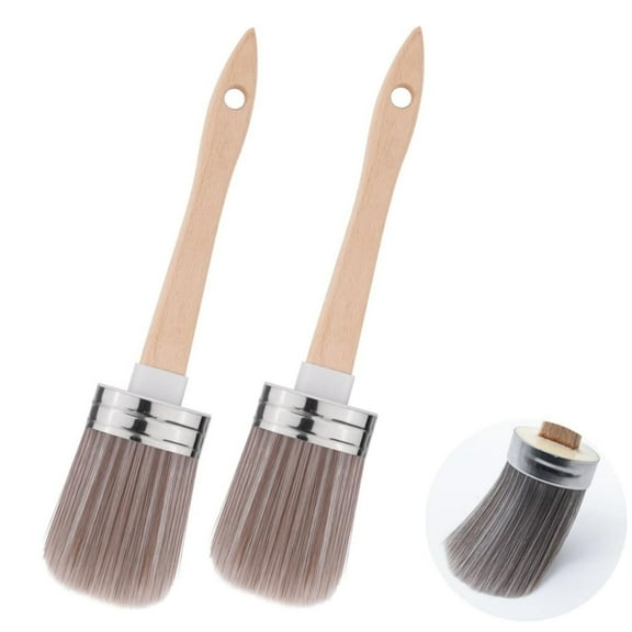 Chalk and Wax Paint Brushes, 2 Pcs Elliptic Milk Painting Brush, Stencils Brush, Furniture Painting Brush, Wood Paint Brushes, Wall Trim Painting Tools for DIY Crafts Waxing Painting Furniture Wall