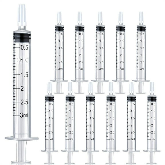 10 Pack 3ml Syringes,Tutuviw Plastic Syringe,Without Needle Plastic Syringe with Measurement for Measuring,Watering,Refillin Dog Cat Syringe for Liquid/Glue Applicator/Colostrum Collection(3ML)