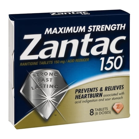 Zantac 150mg Maximum Strength Ranitidine Acid Reducer Tablets, 8ct