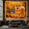 thumbnail image 5 of Akita Dog by an Autumn Forest Stream, Cheerful Rustic Style for Dog Lovers, Nature Wall Art, Housewarming Gift, Tapestry Wall Hanging for Bedroom and Living Room, 5 of 6
