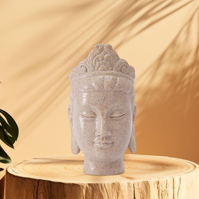 Estatua de cabeza de Buda para mesa, centro de mesa, regalo de inauguración de la casa, adorno artificial, figura de Buda para mesa de césped,