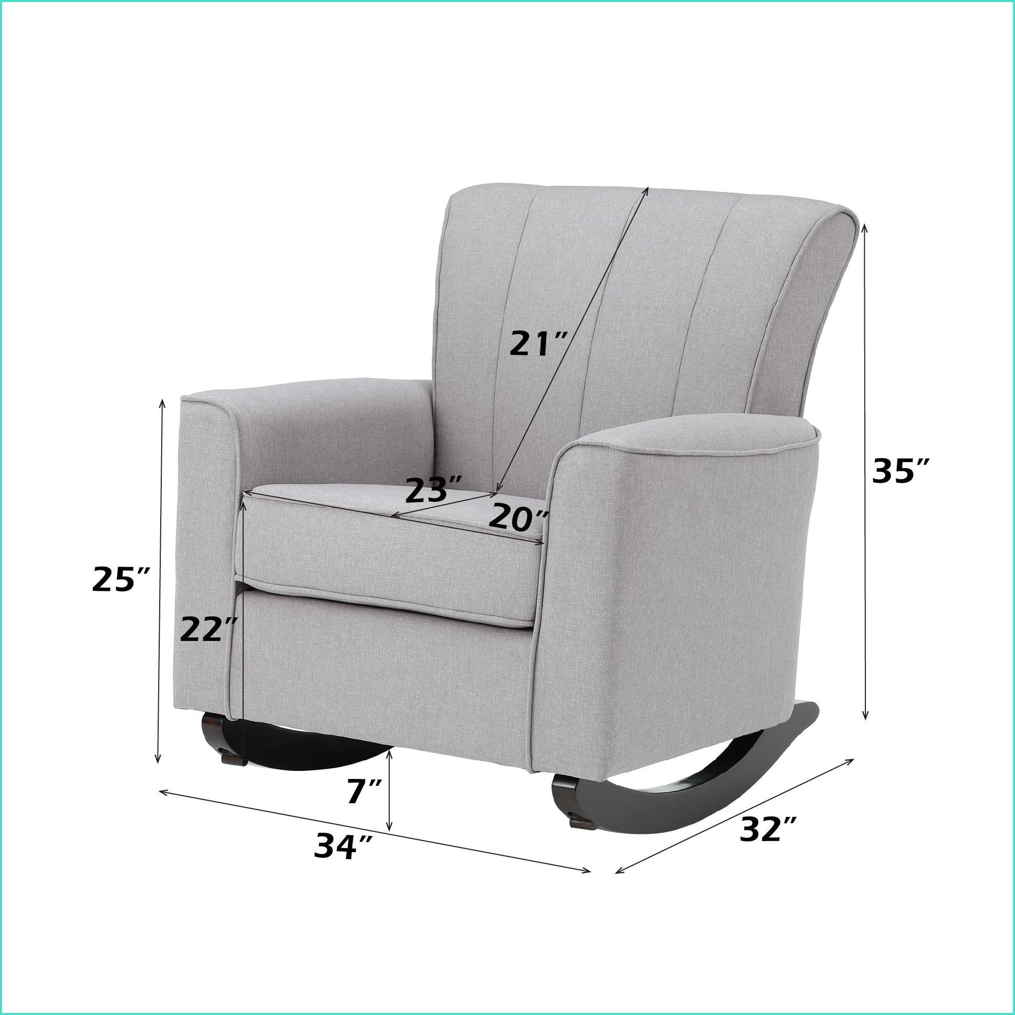 Rocking Chairs, Denzell Light Gray Linen Rocking Chair | Linen Fabric | Pocket Coil Seat