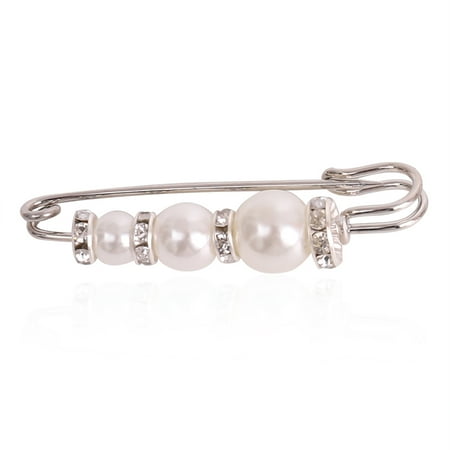 Yellow Gold Pin Brooch - Fancyleo Fashion Safety Pin Brooch Pearl Rhinestone Elegant Temperament Breastpin Pin Unique Scarf Buckle