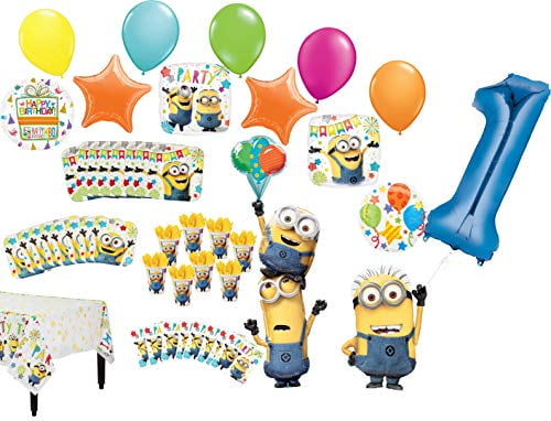 Despicable Me Minions Blue with Confetti Birthday Banner Personalized Party Decoration Backdrop