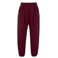 thumbnail image 5 of Hurxie Womens Baggy Wide Leg Pants Casual Elastic Waisted Palazzo Harem Pants with Pockets Wine,S, 5 of 8