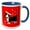 Blue/White, variant on 3drose, Cute Basset Hound - Cartoon Dog - Red with Santa Hat, 15oz Mug