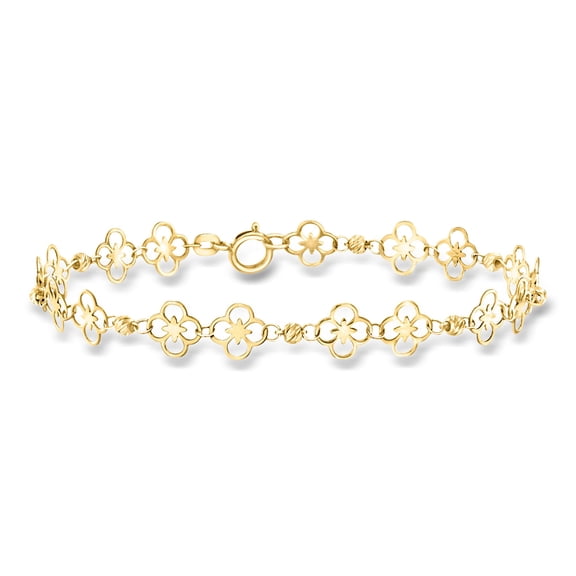 Ross-Simons Italian 10kt Yellow Gold Floral Ricami Bead Station Bracelet, Women's, Adult