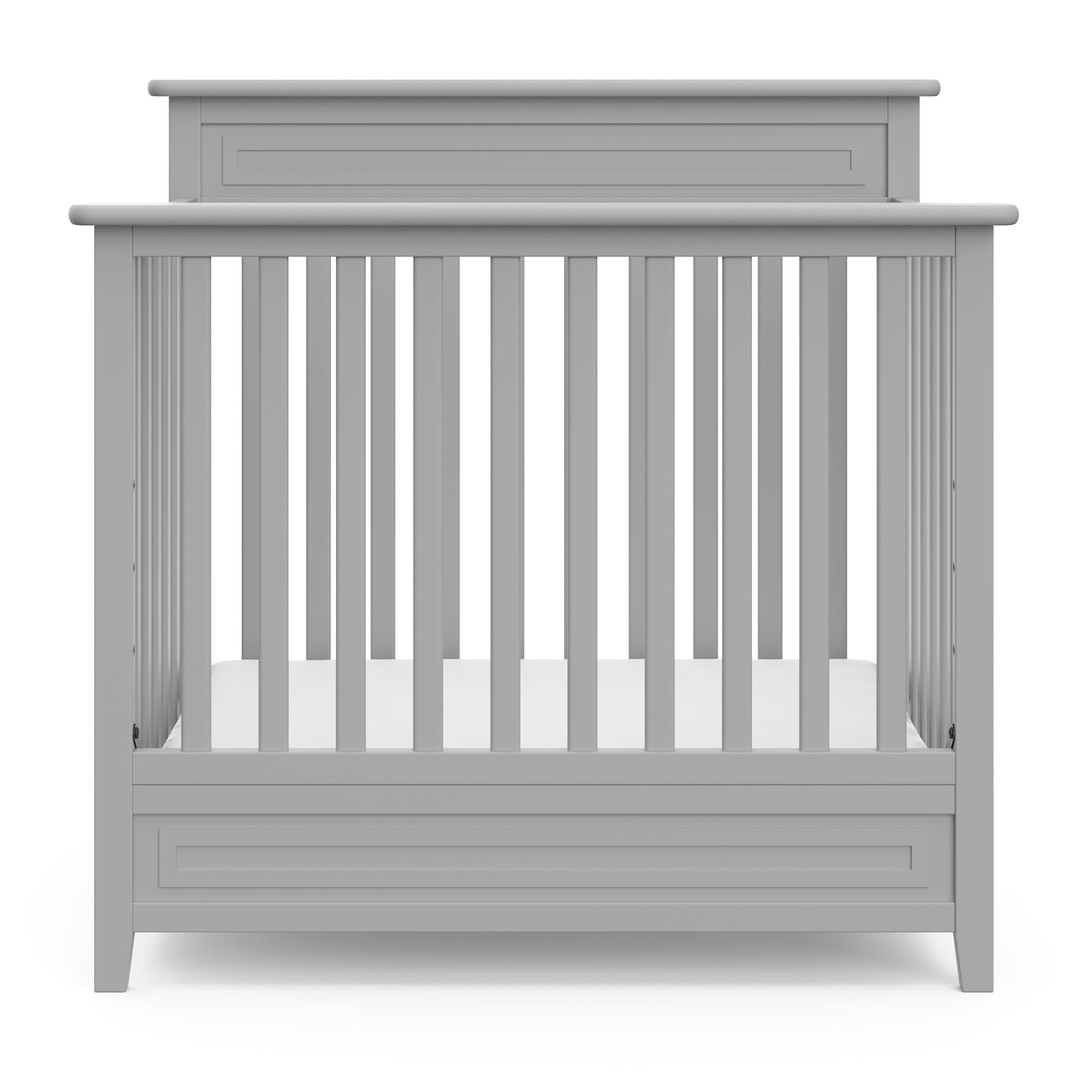 Storkcraft Petal Mini 4-in-1 Convertible Baby Crib with Mattress, Pebble Gray