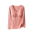 thumbnail image 2 of Neewe Women's Maternity Long Sleeve V-Neck Blouses Comes with A Detachable Chest Cushion For A Comfortable And Casual Top, 2 of 5